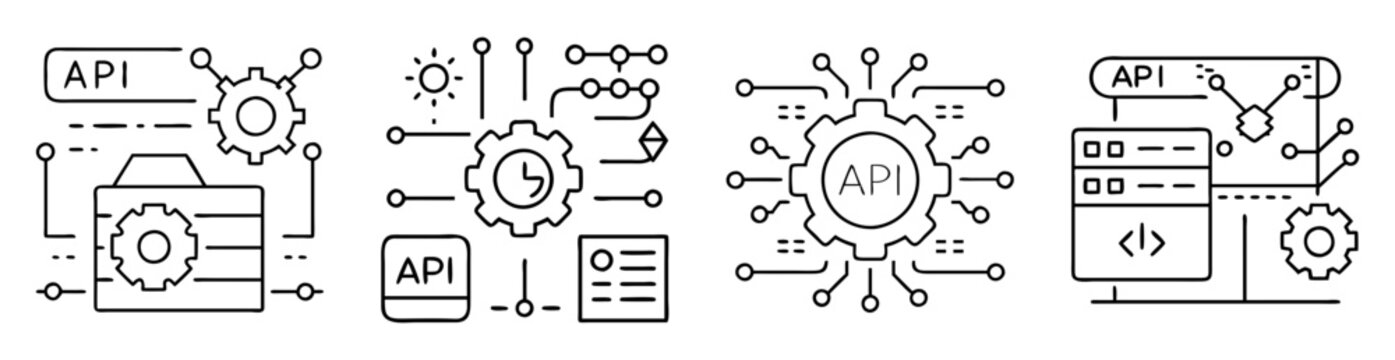 Various linear representations of application programming interfaces depicting software communication