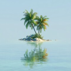 Obraz premium Tropical Island Paradise - Palm Tree Reflection