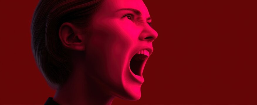 fierce woman shouting passionately showing powerful feelings and vibrant energy in an intense shout