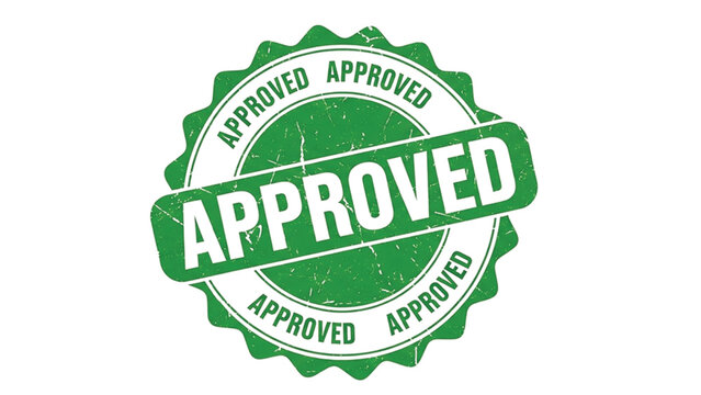 Green Approved Stamp with Distressed Texture white