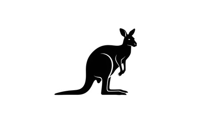 Bold black kangaroo silhouette standing strong