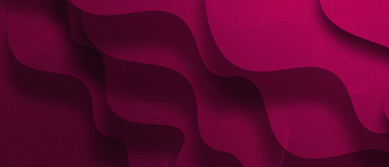 Modern dark purple wave background with realistic shadow design