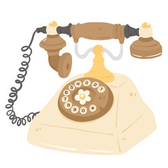 Vintage Rotary Telephone &ndash; Retro Cottagecore Illustration
