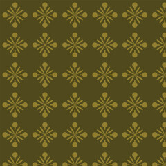 Fototapeta premium Vintage baroque style seamless damask wallpaper featuring a golden floral ornament texture with antique leaf design on a brown textile backdrop vector illustration