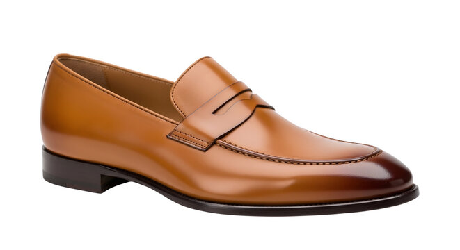 A sleek and stylish leather loafer shoe with a black background