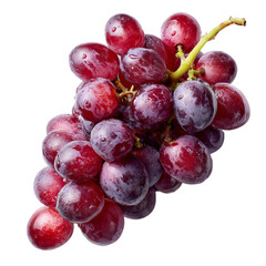 Fototapeta premium PNG of Juicy red grape cluster glistening with water droplets, showcasing freshness and flavor.