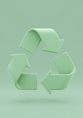 リサイクルマーク 淡緑色 ３Dレンダリング