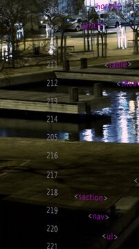 Vertical video: Server push causing numbers column and HTML tags sliding up over dock, showing log