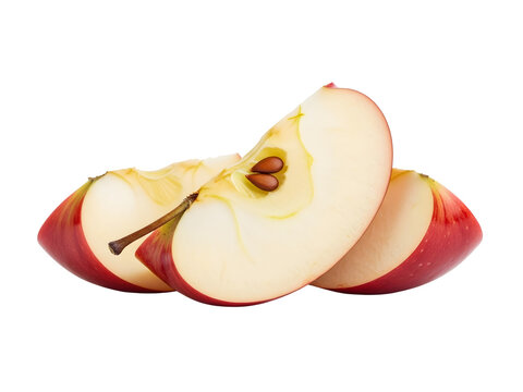 Sliced red apple pieces with seeds on white background for healthy eating concepts transparent background