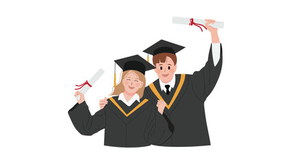 Two graduates celebrating their academic achievement together