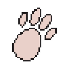 Obraz premium Easter bunny paw print pixel art icon. 8-bit style rabbit footprint, spring holiday animal track. Minimalist retro gaming aesthetic, festive symbol isolated on white background.