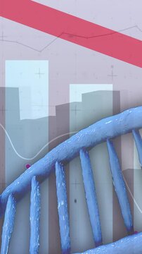 Vertical video: Large blue tubes entering frame, helix sliding and rotating, showing bar data