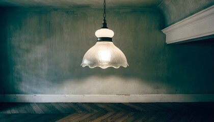 Obraz premium dim pendant lamp light hanging on an empty wall 