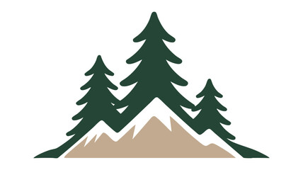 Obraz premium Minimalist mountain forest with pine trees vector illustration
