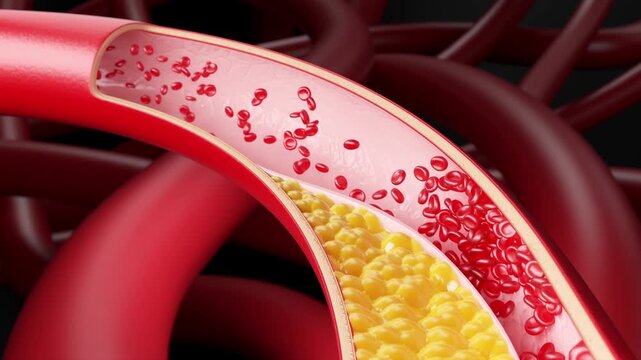 narrowed blood vessel due to atherosclerosis, Symptoms of high cholesterol in the blood