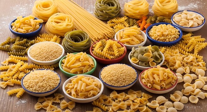 Assortment of Dry Pasta Varieties - A Culinary Staple.