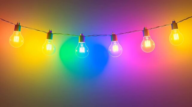 Color-changing LED bulbs pulsing rhythmically against a vibrant backdrop at a festive gathering