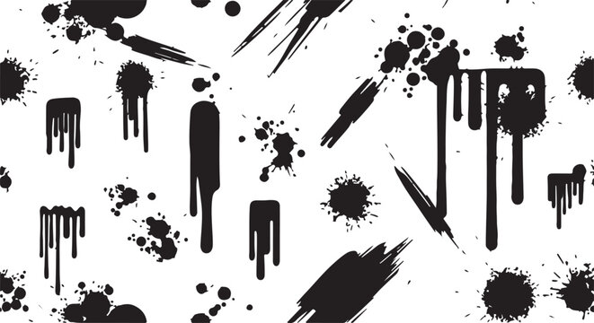 Set of Paint Brush Stroke and Abstract Grunge Banner Vector Illustration, Watercolor Ink Splash and Texture Elements for watercolor brush, splatter brush, illustrator