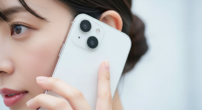 スマホで会話・通話・電話する女性