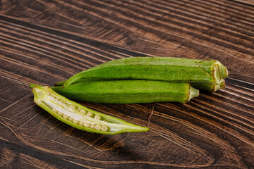 Fresh green bamia - okra vegetable
