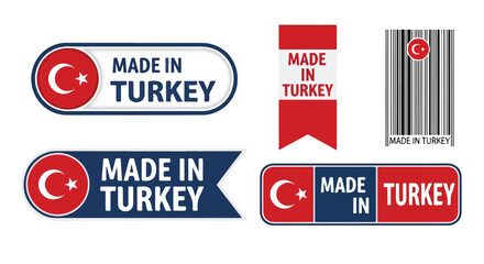Set of 5 Made in Turkey Product Labels Vector