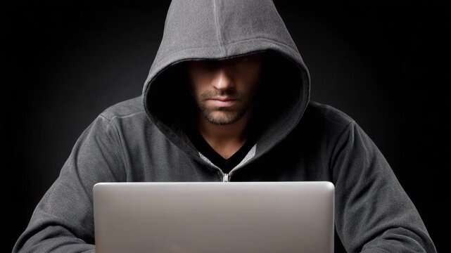 Hacker working late at night in a dark room
