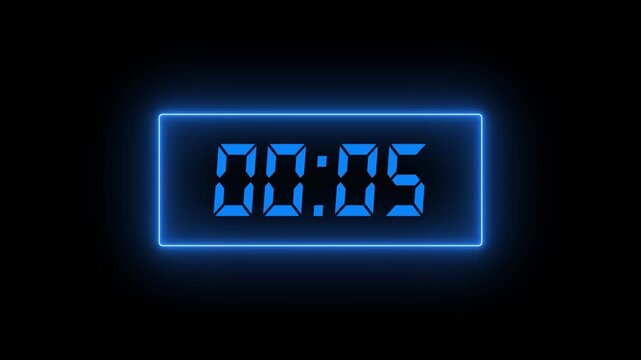 1 Minute Digital Countup Timer with Neon Glow