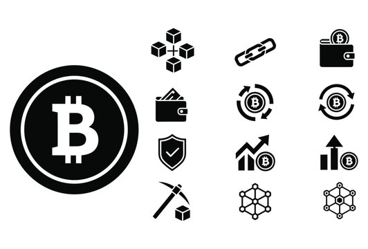 Crypto Finance Icons Set Glyph Vector Pack