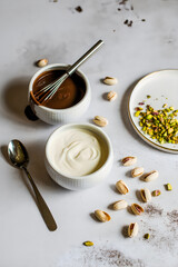 Fototapeta premium Delicious dessert ingredients on a table