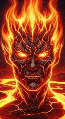 Fiery Demons Visage - A Portrait of Inferno.