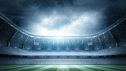 Football stadium at night. An imaginary stadium is modelled and rendered. © efks