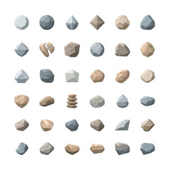 Low Poly Stylized Stone icon or  Rock Collection, set © Shafqat