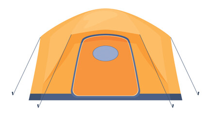 Camping tent setup for outdoor activities in nature and adventure scenarios with a plain design on a white background