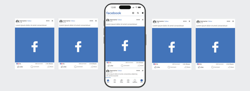 Facebook carousel post template mockup on iPhone 17 mockup. Facebook Mobile Carousel Post UI Mockup Showing iPhone Feed Screen. full mobile social UI
