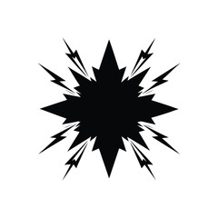 Obraz premium Lightning Explosion Burst Star Shape Silhouette Vector Graphic Icon.