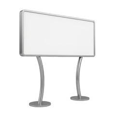 Blank white billboard on two stand isolated on transparent background