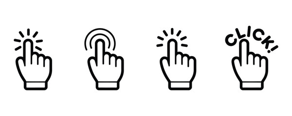 Obraz premium Click to interact with modern cursor hand icons