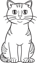 Obraz premium Cute cartoon cat coloring page illustration isolated on transparent vector art