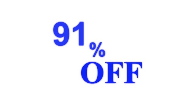 Abstract 91 Percent Off Discount Sale Animation. Minimalist Text for Retail Promotion and Marketing. 4k motion graphics animation.