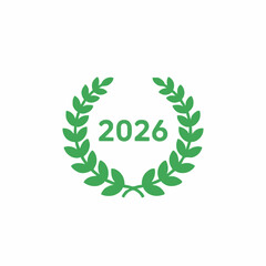 Green Laurel Wreath With 2026 Year Inside Isolated On White Background Representing Achievement Success And Award Ceremony