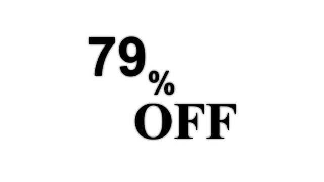 Abstract 79 Percent Off Discount Sale Animation. Minimalist Text for Retail Promotion and Marketing. 4k motion graphics animation.