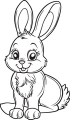Obraz premium Sweet bunny rabbit coloring page illustration with long ears drawing vector art