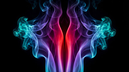 Obraz premium Vibrant Neon Smoke Flames on Black Abstract Energy Background