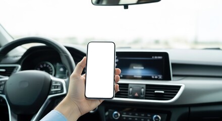 Blank Screen Smartphone Mockup in Vehicle