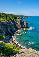 Coastal Majesty: Sunlit Cliffs