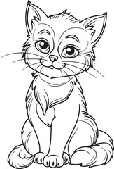 Fototapeta premium Cute cartoon cat kitten vector illustration isolated on a transparent background