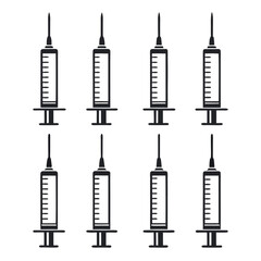 8 different model syringe silhouette vector. 