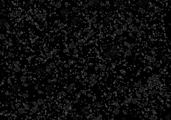 Pompas de jabón en la oscuridad. Fondo negro con contornos blancos flotando. Objetos flotantes. Efervescencia © Montsilus