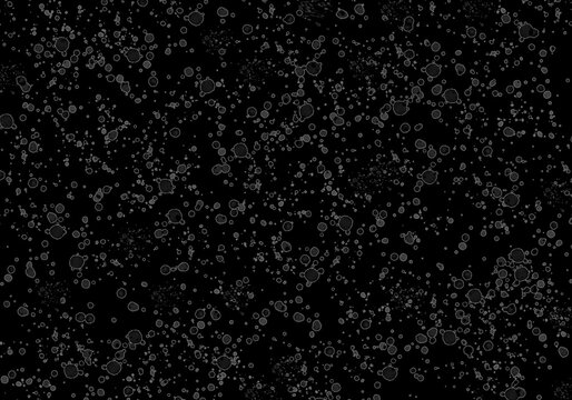 Pompas de jab&oacute;n en la oscuridad. Fondo negro con contornos blancos flotando. Objetos flotantes. Efervescencia