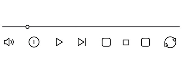 Media player controls interface with play pause buttons